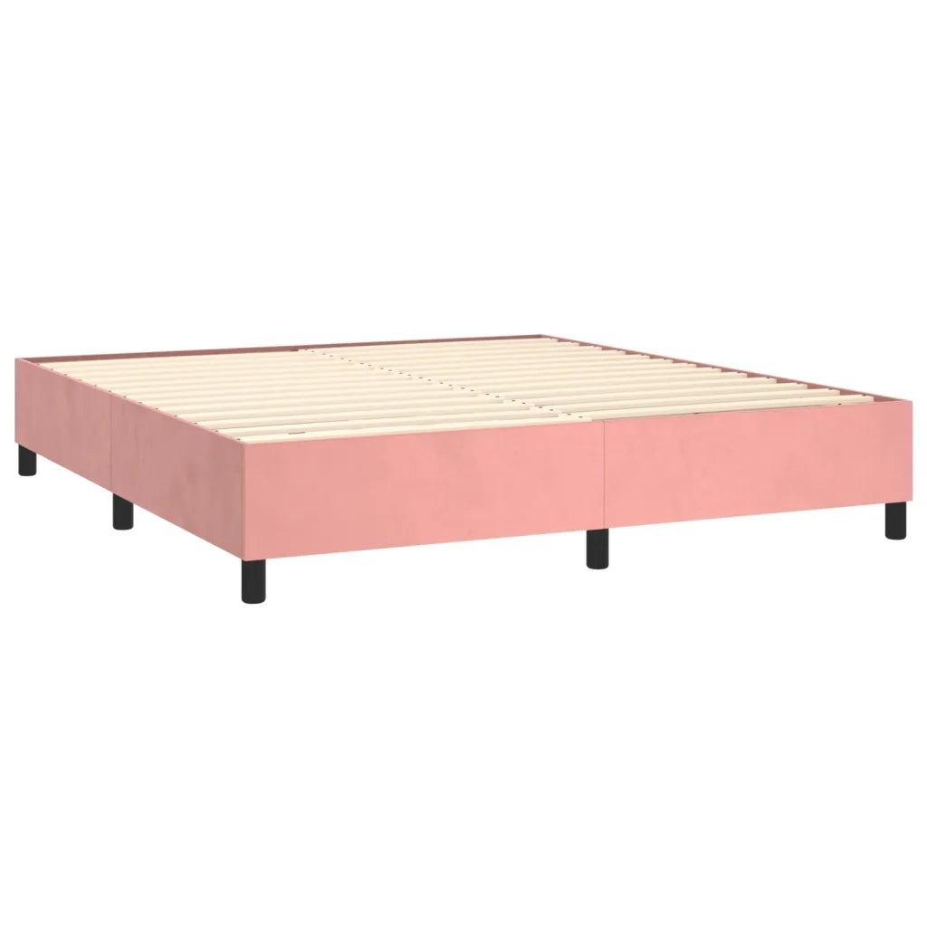 Giroletto a Molle con Materasso Rosa 160x200 cm in Velluto 3132932