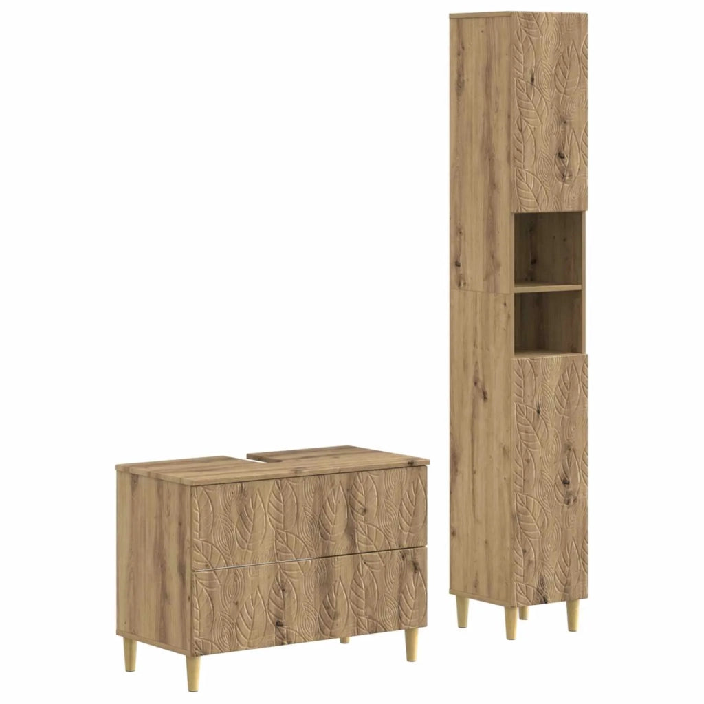 Set di Armadi da Bagno da 2 Pezzi DELFT Rovere Artigianale 3417548