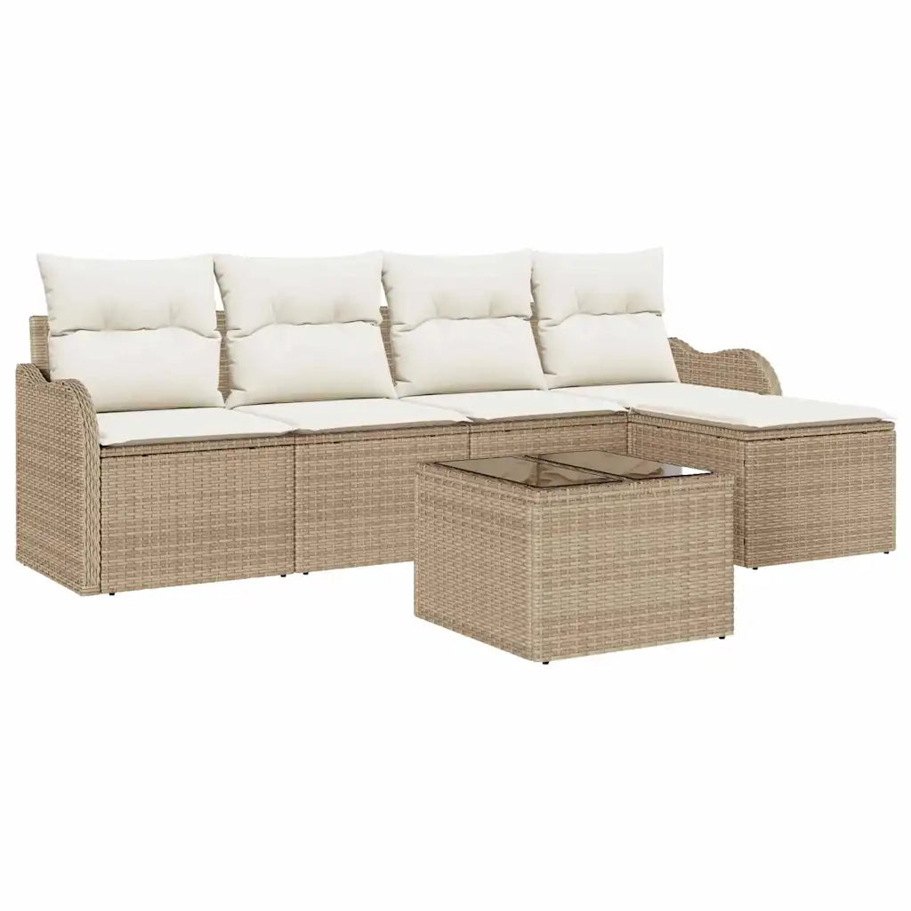 Set Divano da Giardino con cuscino 6 pcs Marrone Poly Rattan 3354340