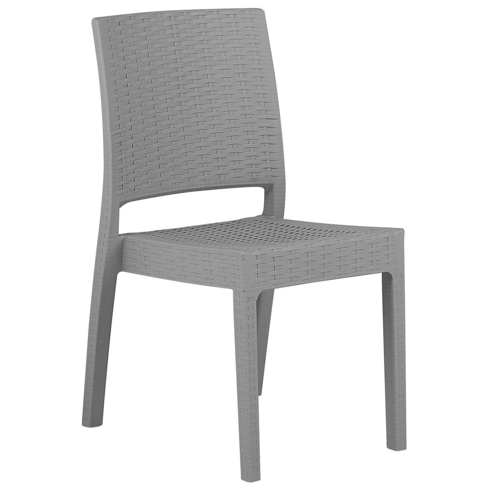Set da pranzo da giardino Tavolo quadrato grigio chiaro 80 x 80 cm 4 sedie impilabili 4 posti minimalista