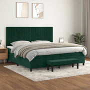 Giroletto a Molle con Materasso Verde Scuro 200x200 cm Velluto 3137986