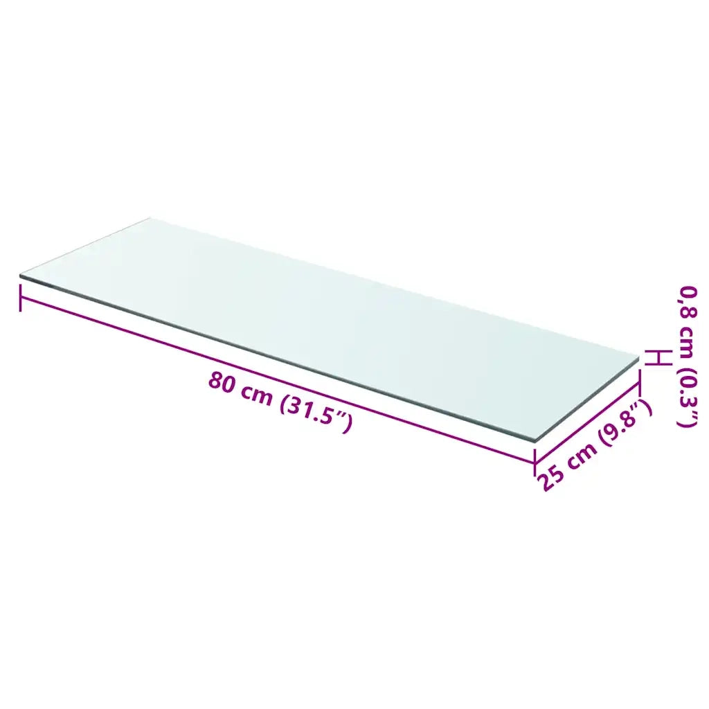 Mensola in Vetro Trasparente 80x25 cm 243835