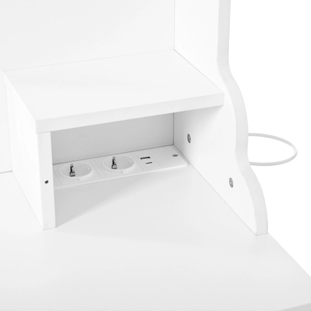 TOELETTA con specchio LED 105x152x40 cm bianco, 6 cassetti e 4 ante