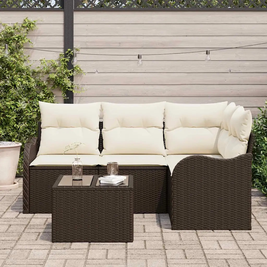 Set Divano da Giardino Marrone polyrattan