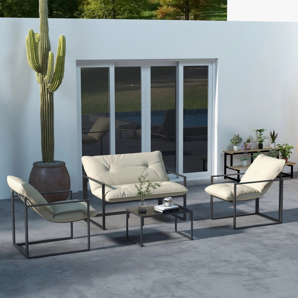 Set divano da giardino 4 posti ¨C Minimal ¨C grigio, polyrattan