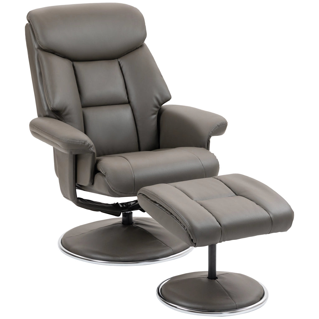 Poltrona Relax con Poggiapiedi e Schienale Regolabile ¨C Minimal ¨C Pelle Grigio
