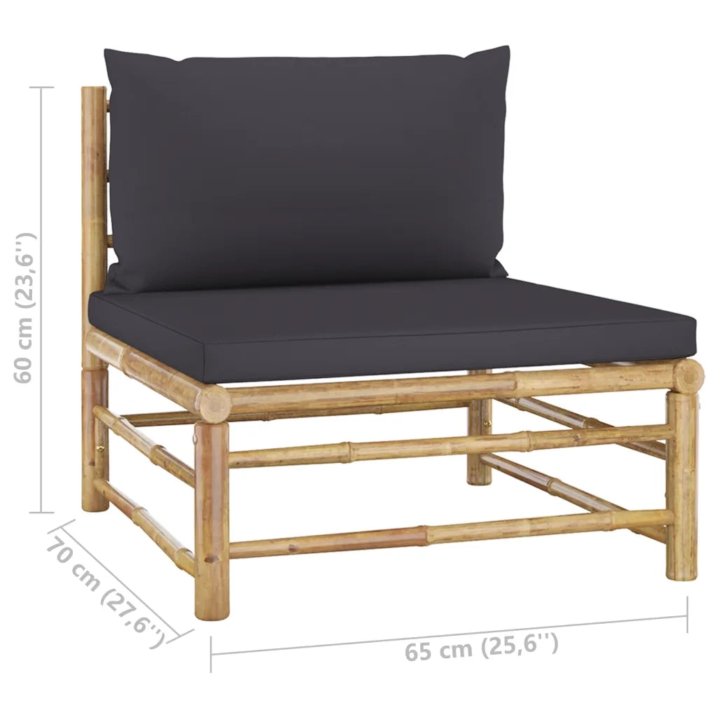 Set Divani da Giardino 6 pz con Cuscini Grigio Scuro in Bambù 3058214