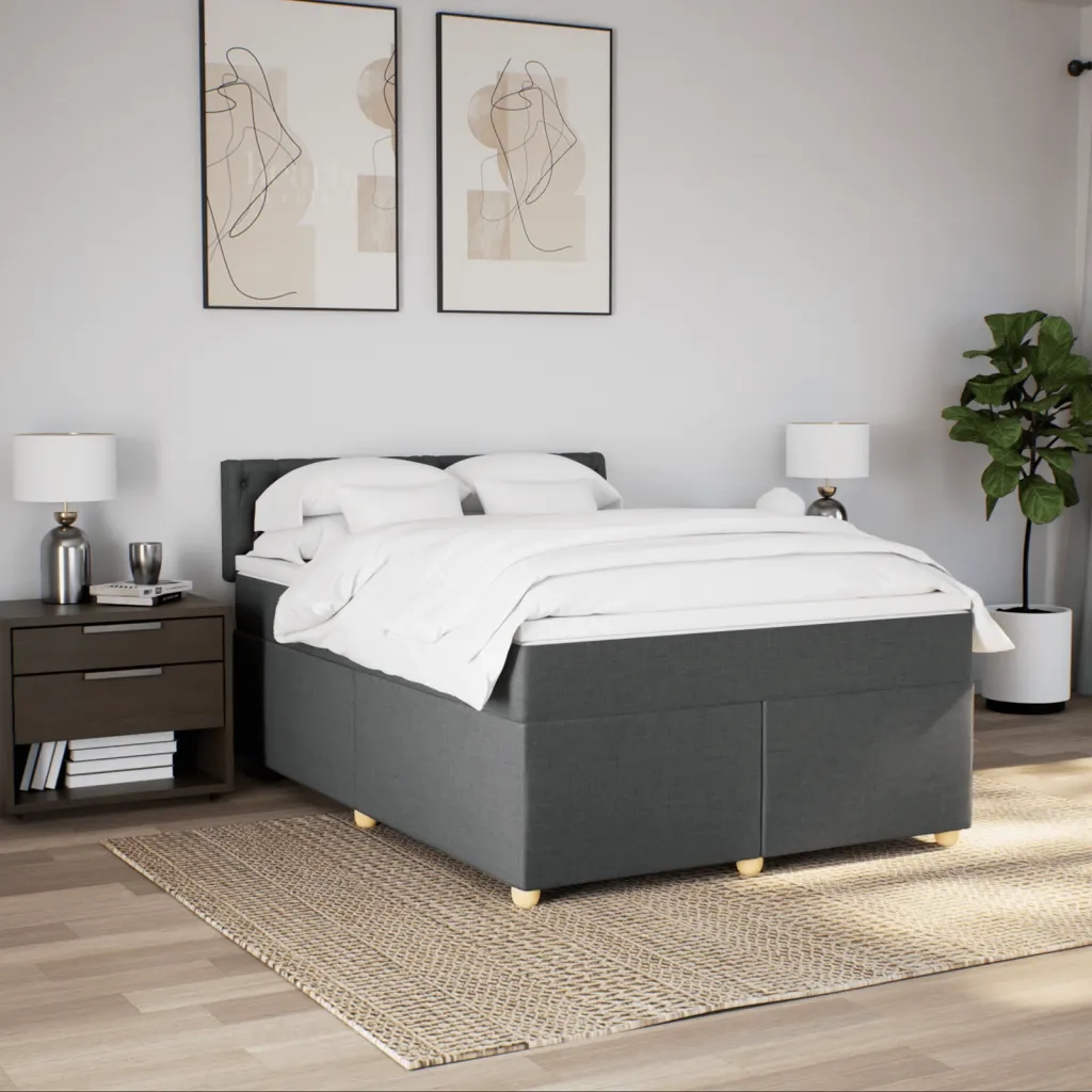 Giroletto a Molle con Materasso Grigio Scuro 160x200 cm Tessuto 3286739