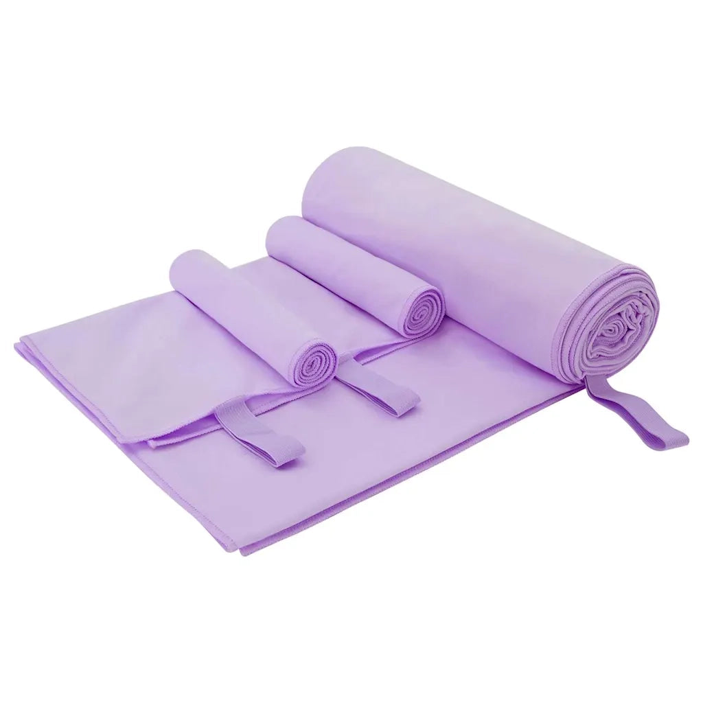 Set di Asciugamani Sportivi 3 pz | Teli per bagno Viola Poliestere e poliammide