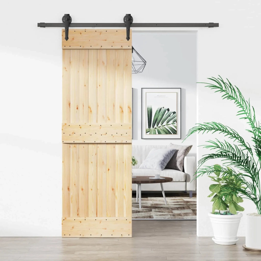 Porta scorrevole Naturale e Nero 70 x 210 cm 3445121