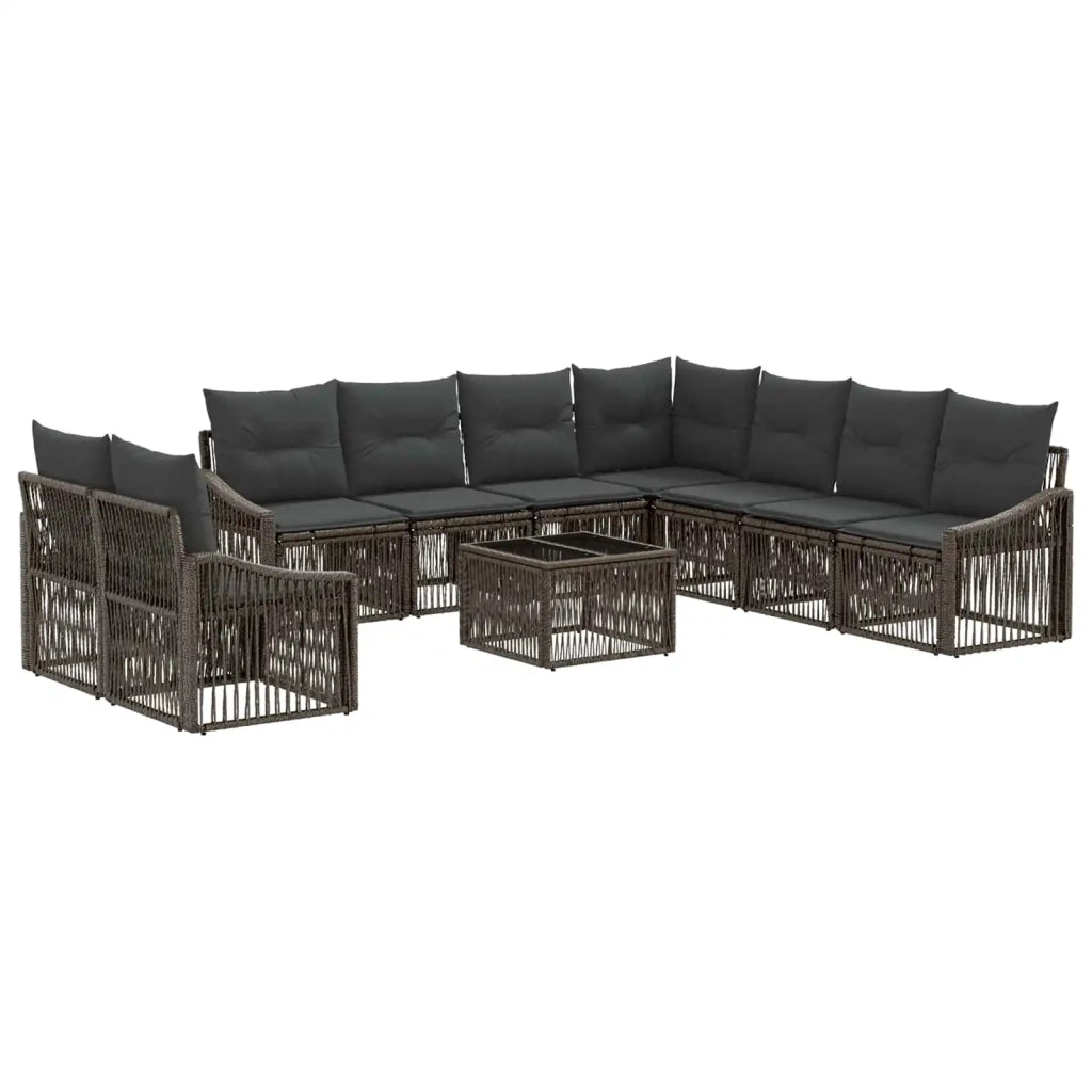 Set Divano da Giardino 10 pz Grigio polyrattan 3436049