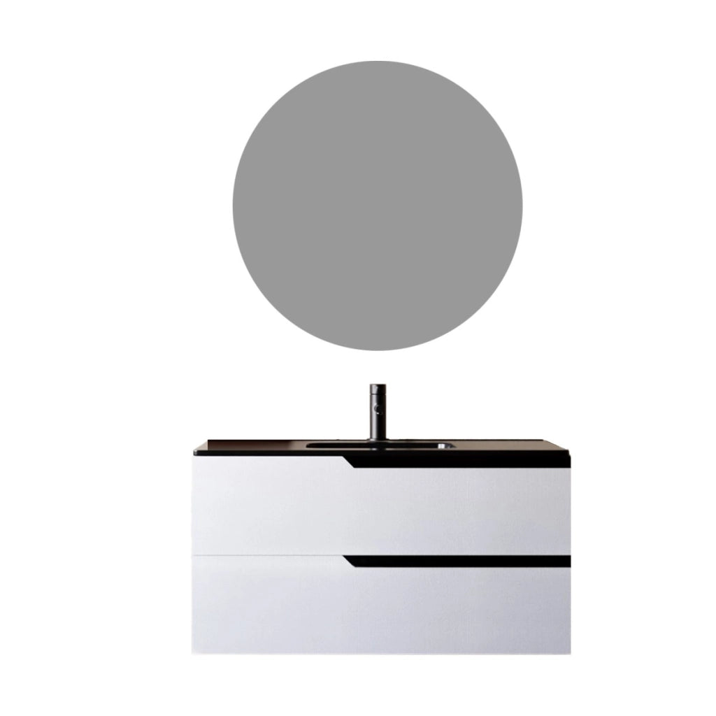 Mobile bagno 80cm sospeso bianco porcellana lavabo nero opaco - jaguar, selezione accessori senza specchio