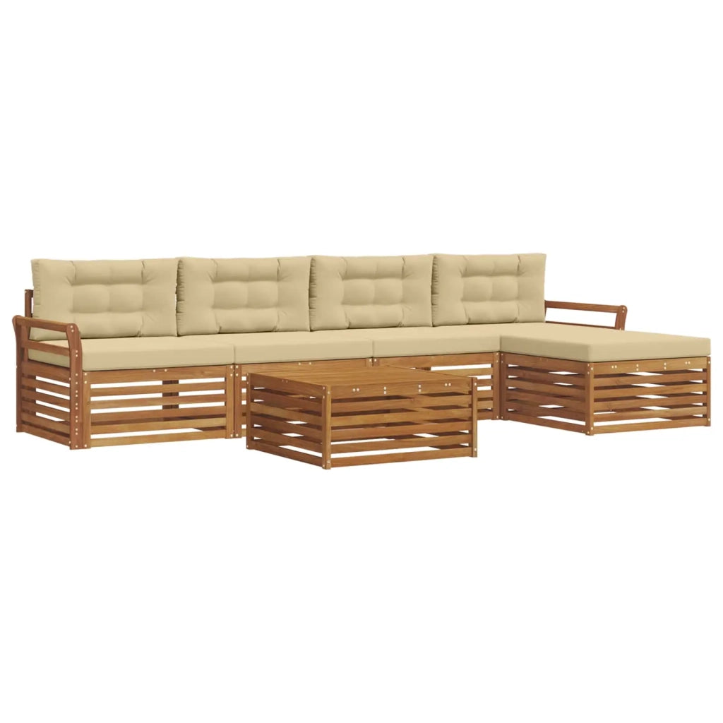 Set di divani da esterno con cuscino 6 pcs Naturale e Beige 3373343