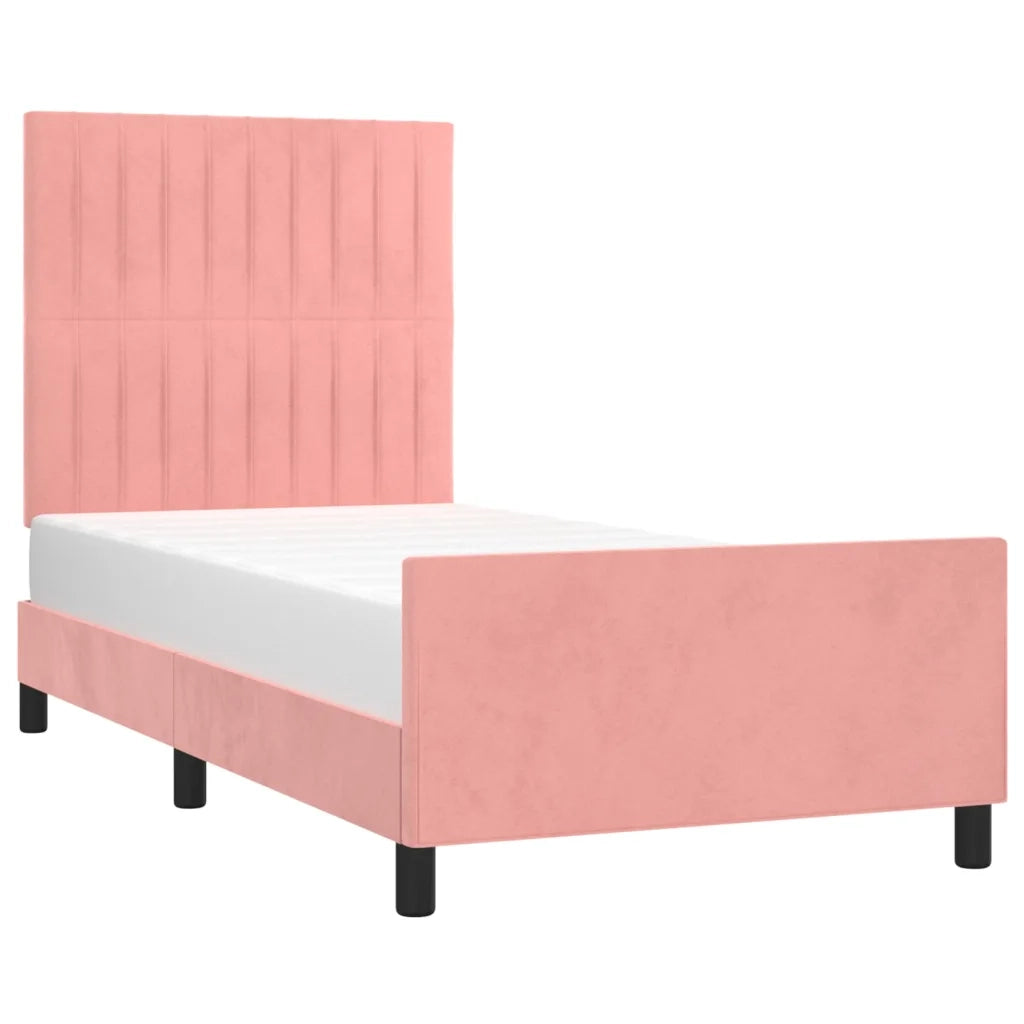 Giroletto con Testiera-Letto con Testiera Rosa 90x190 cm in Velluto 520322