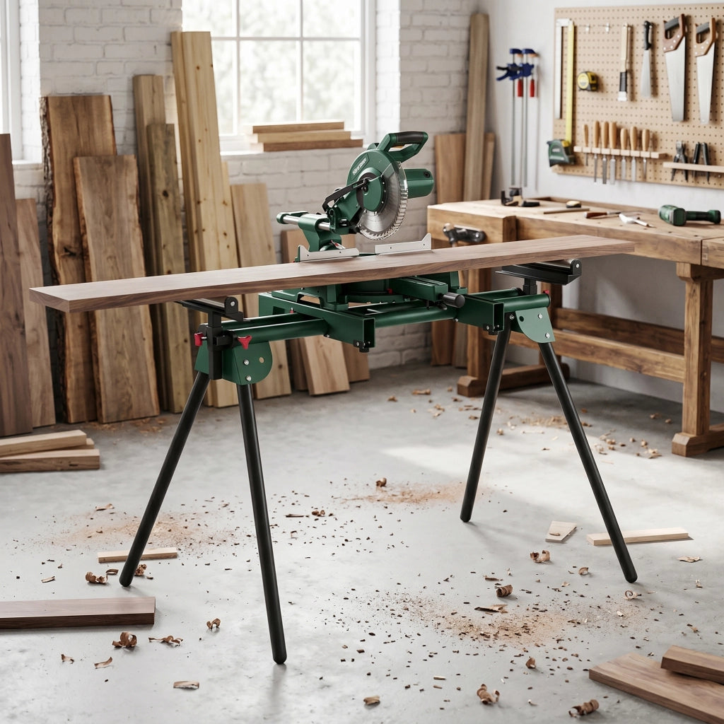 Supporto per Troncatrice ¨C Minimal ¨C Verde, Gambe Pieghevoli, Altezza Regolabile