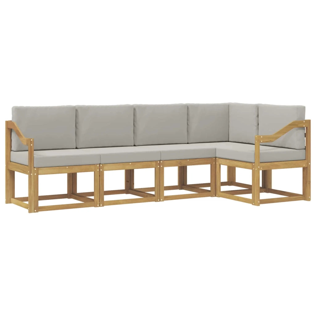 Set di divani da esterno 5 pz Bianco e Grigio Chiaro 3387645