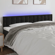Testiera a LED Nera 200x5x78/88 cm in Velluto 3122114