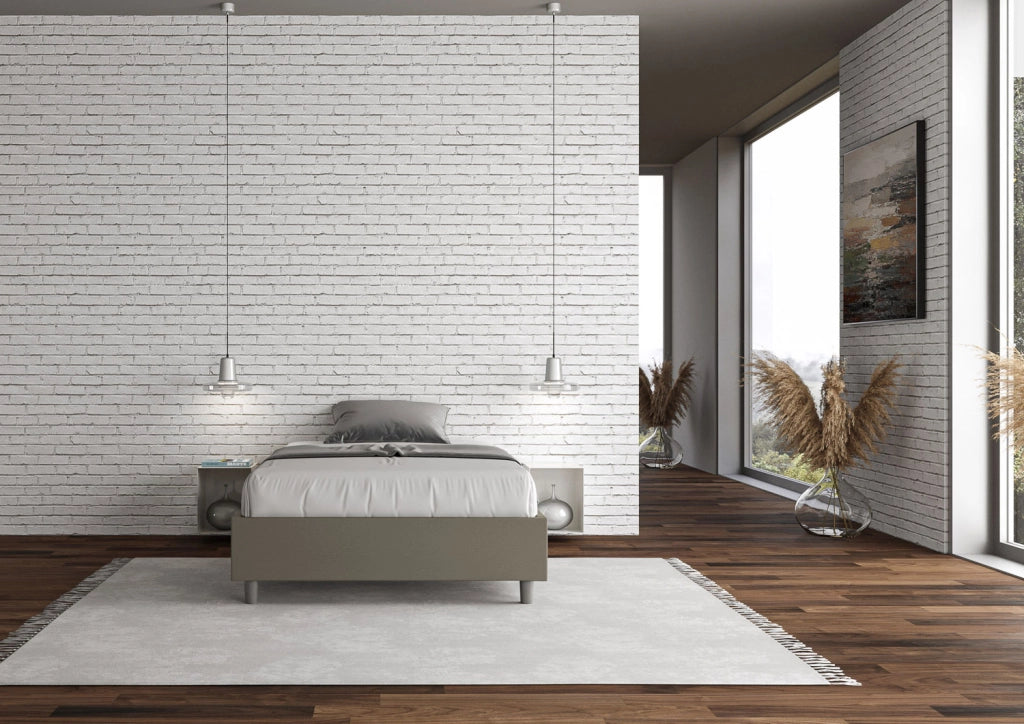 BS COM Letto una piazza e mezza senza rete imbottito 120x200 similpelle cappuccino