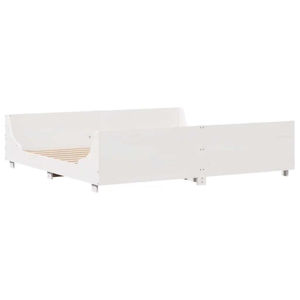 Letto senza Materasso-Struttura Letto Bianco 180x200 cm Legno Massello di Pino 618358