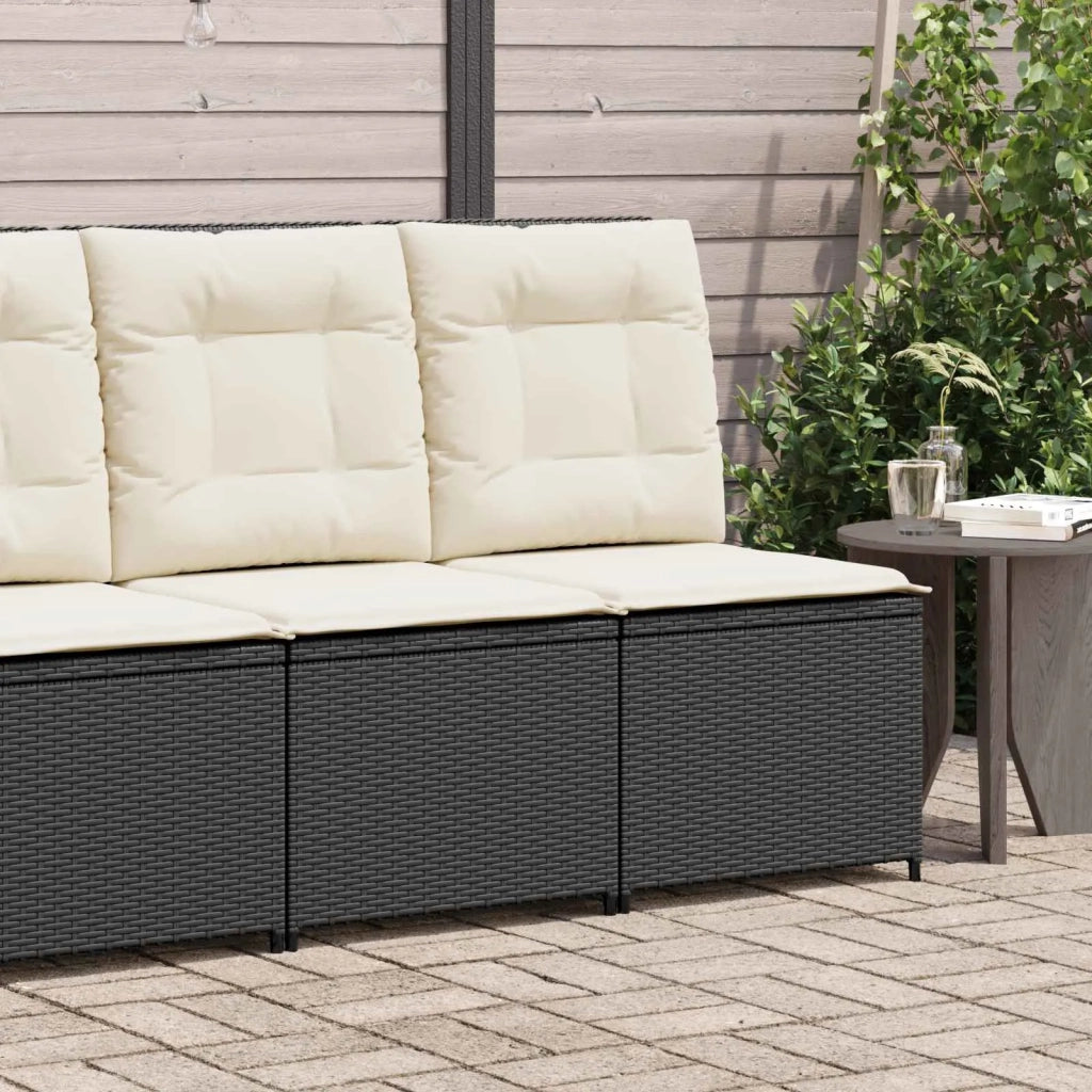 Divano da giardino con cuscino Nero e Bianco Crema polyrattan 3394476