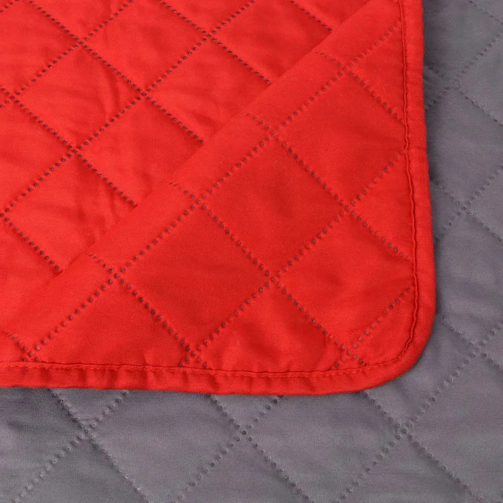 Copriletto Double-Face Trapuntato Rosso e Grigio 170x210 cm 131555