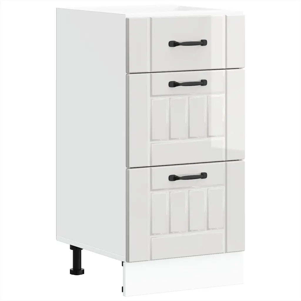 Mobiletto da cucina "Lucca" Bianco lucido in legno ingegnerizzato 854232