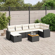 Set Divani da Giardino con Cuscini 8 pz Nero in Polyrattan 3264843