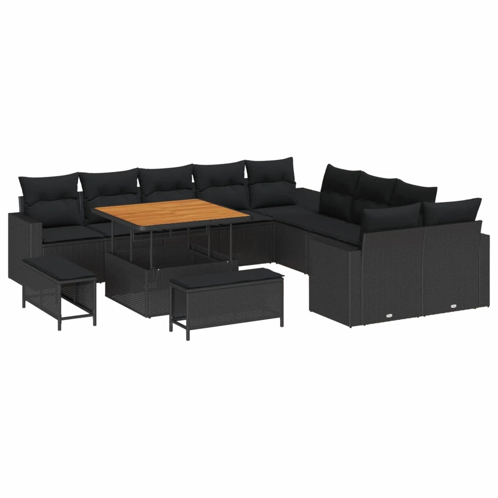 Set Divano da Giardino 13 pcs Nero polyrattan 3361664