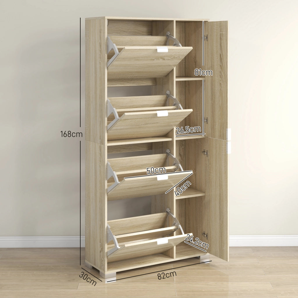 Armadio Scarpiera con Specchio e Cassetti ¨C Minimal ¨C Rovere 82x30x168cm