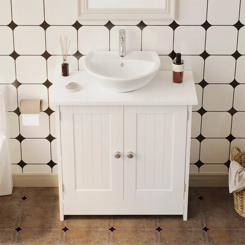 Mobiletto da bagno bianco con ante