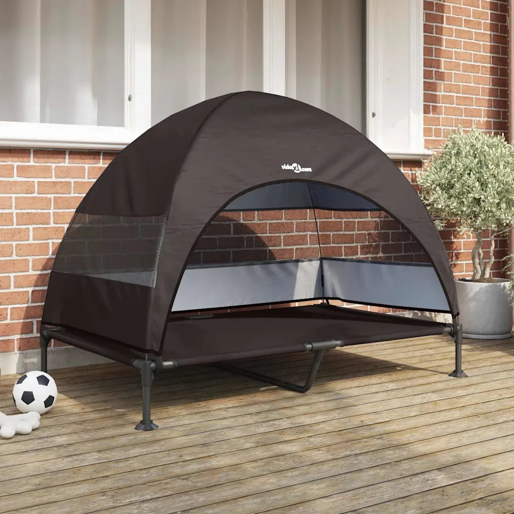 vidaXL Letto per Cani Elevato Marrone 127 x 81 x 108 cm