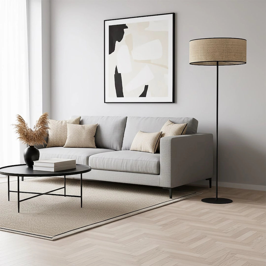Lampada da terra boho rattan nero-beige 1xE27 Emibig