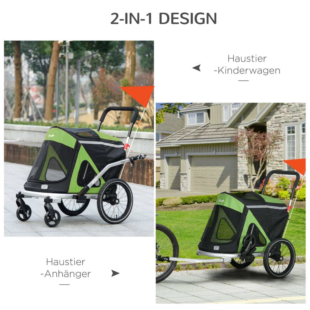 Carrello per Cani 2 in 1 ¨C Minimal ¨C Verde 150x68x95 cm