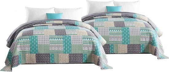 Sprei a Patchwork Luxe - Quilt - Letto - Disegno Inversibile - Lavabile in Macchina - Sostenibile - 150x200cm, 170x210cm, 220x240cm, 240x260cm