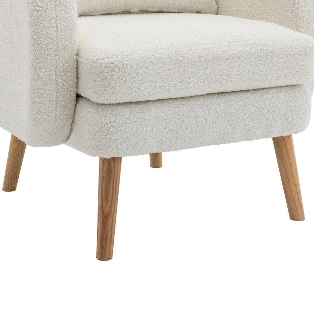 Poltrona singola in tessuto teddy con cuscino; 71x72x71 cm; bianco