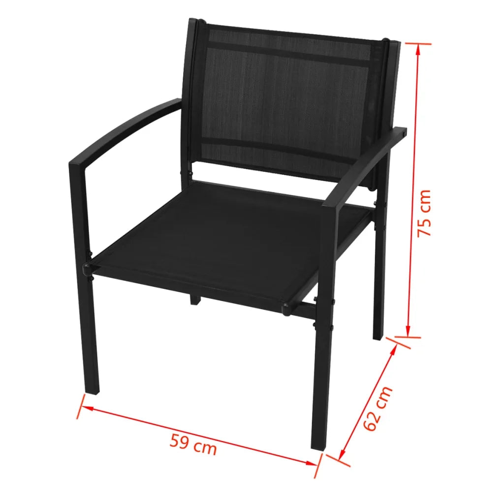 Set da Pranzo da Giardino 4 pz in Textilene Nero 42162