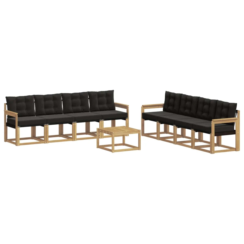 Set di divani da esterno con cuscino 9 pcs Bianco e Nero 3389326