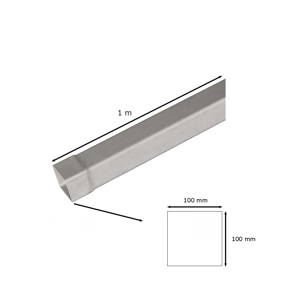 Tubo in pvc marrone/grigio quadro : Colore - Grigio, Diametro - 100x100 Quadro, Metri Lineari - 1 metro