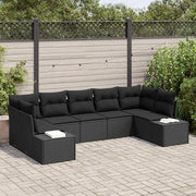 Set Divano da Giardino con cuscino 7 pcs Nero polyrattan 3347213