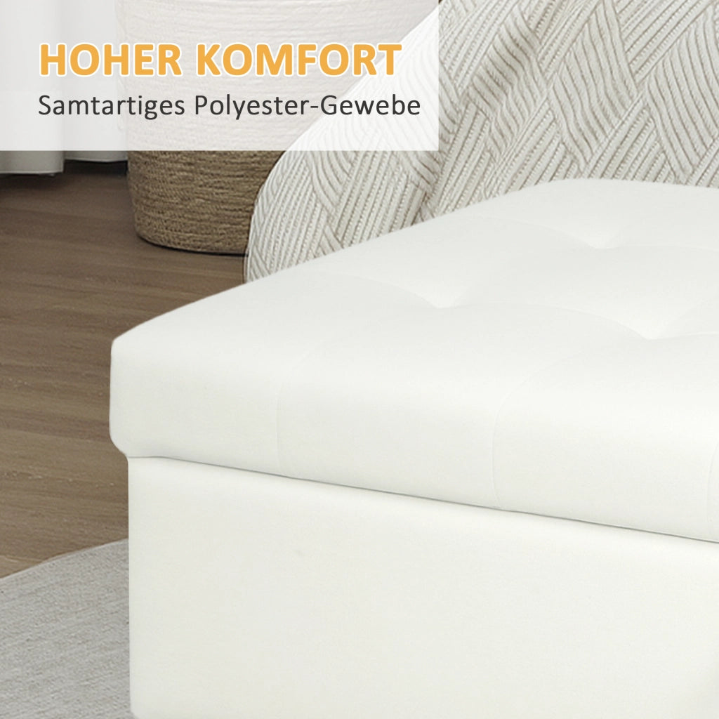 Pouf con contenitore e gambe in legno ¨C Minimal ¨C tessuto crema