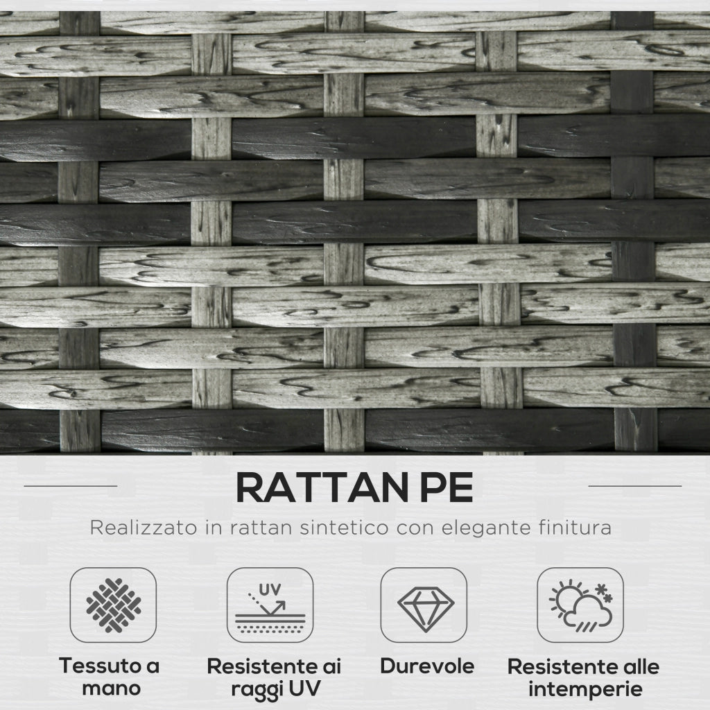 Set Giardino 6 Pezzi con 2 Divani, 2 Poltrone e 2 Tavolini ¨C Zephmum ¨C Rattan e Acciaio, Grigio