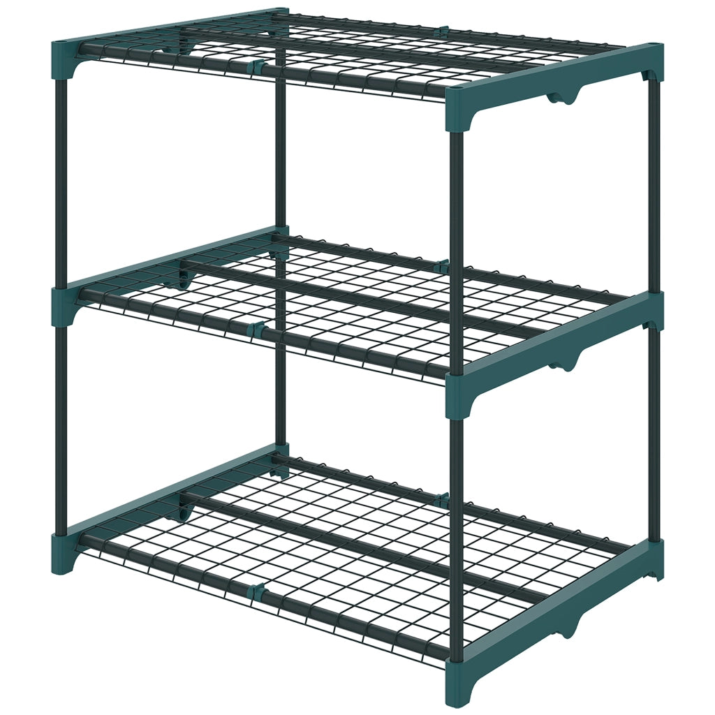 Portapiante 3 Ripiani ¨C Zephmum ¨C Verde Scuro Acciaio 72 cm