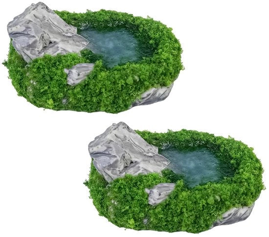 Decorazione Zen per Giardino in Miniatura - Standbeeld Bonsai con Contenitore in Vetro - Materiale Hars - Design Duraturo