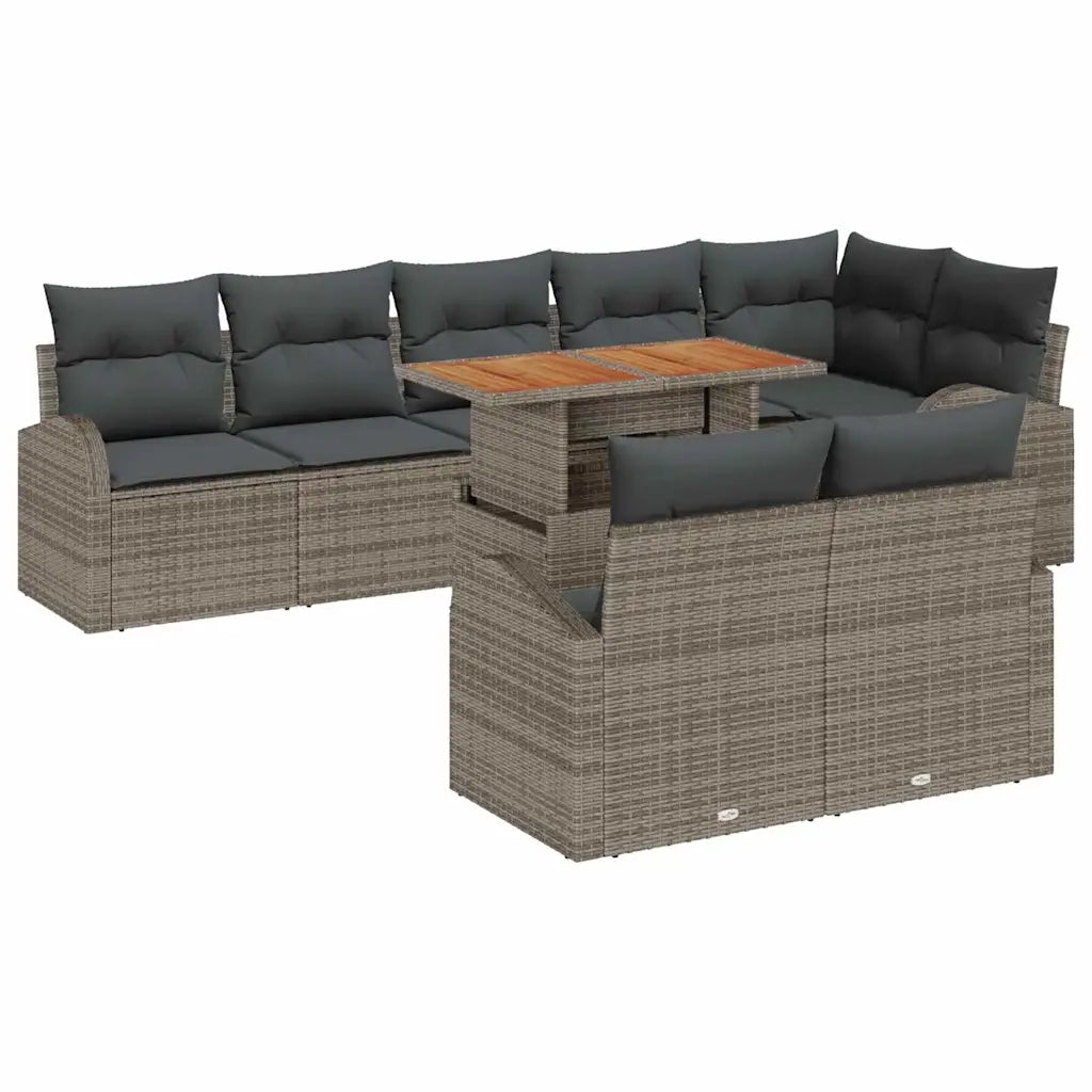 Set Divano da Giardino 9 pcs Grigio Poly Rattan 3358337