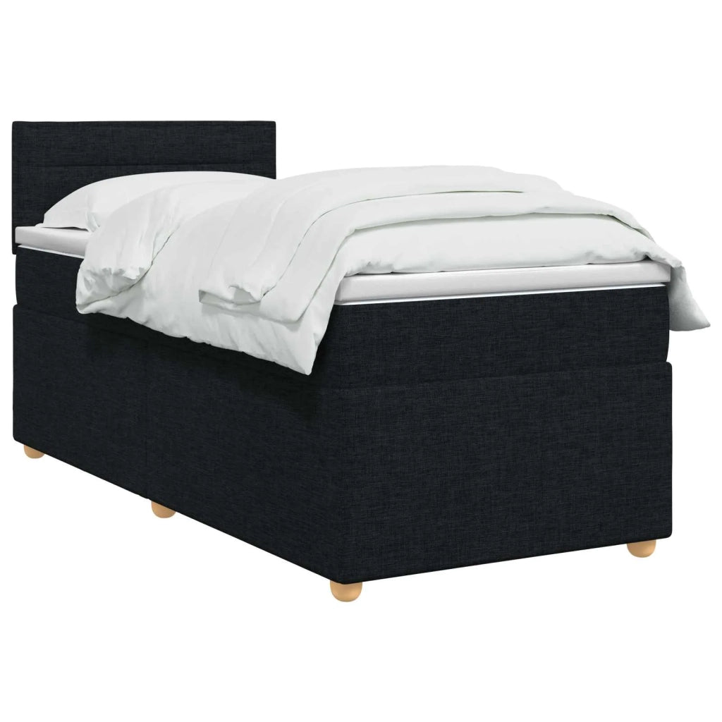 Letto box spring con materasso Nero 90 x 200 cm Tessuto 3452326