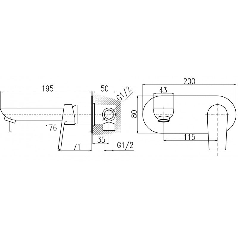 Miscelatore lavabo a parete COLORADO in ottone cromato bianco