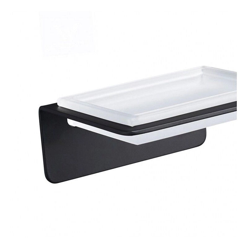 PORTA SAPONE SKYLINE IN ACCIAIO NERO E VETRO SATIN