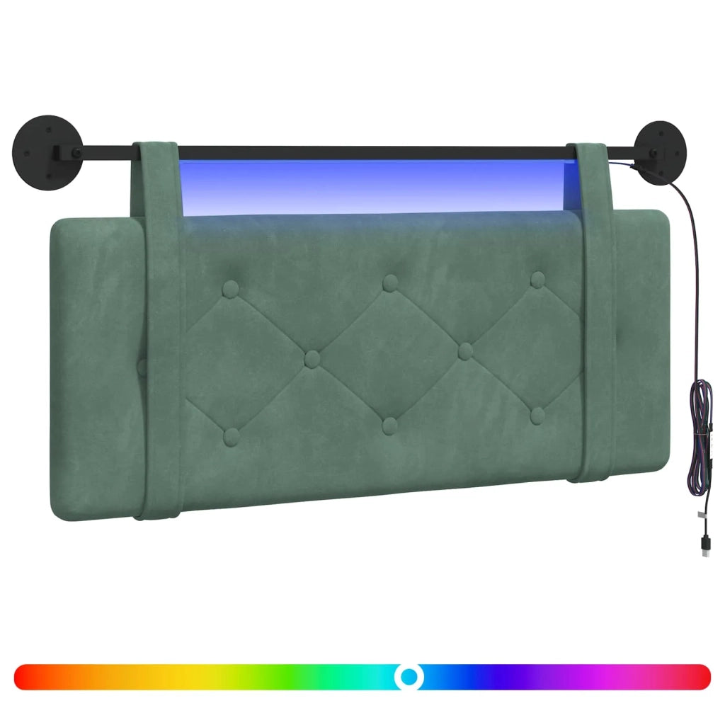 Testiera | Testata sospesa Con luce LED Verde Mare Velluto