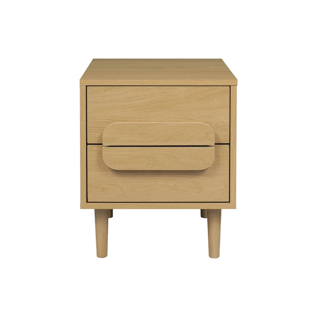 Comodino vintage effetto legno 2 cassetti, quercia