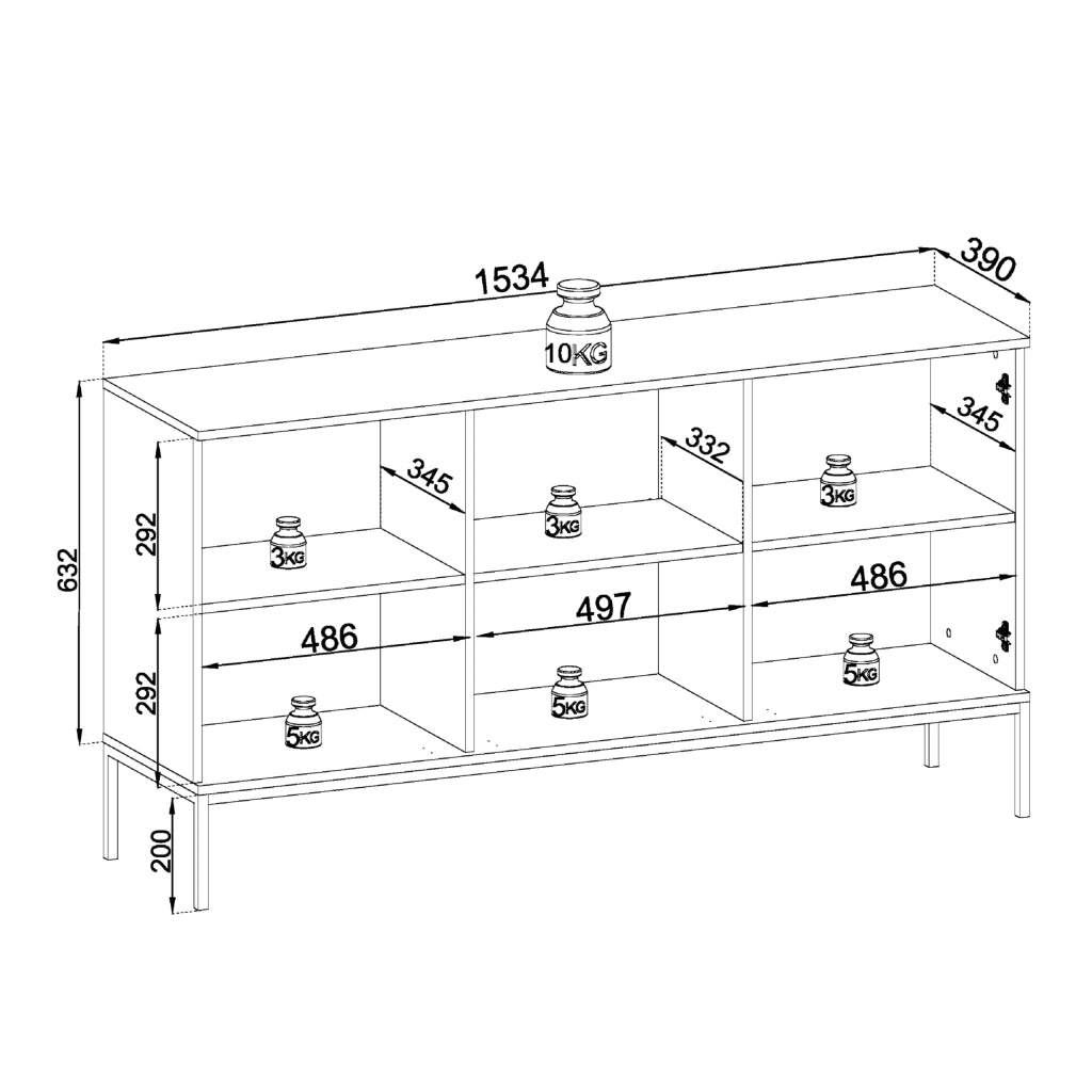 Komodee Cassettiera Laval K154 Rovere Wotan/Nero 154x83x39 cm